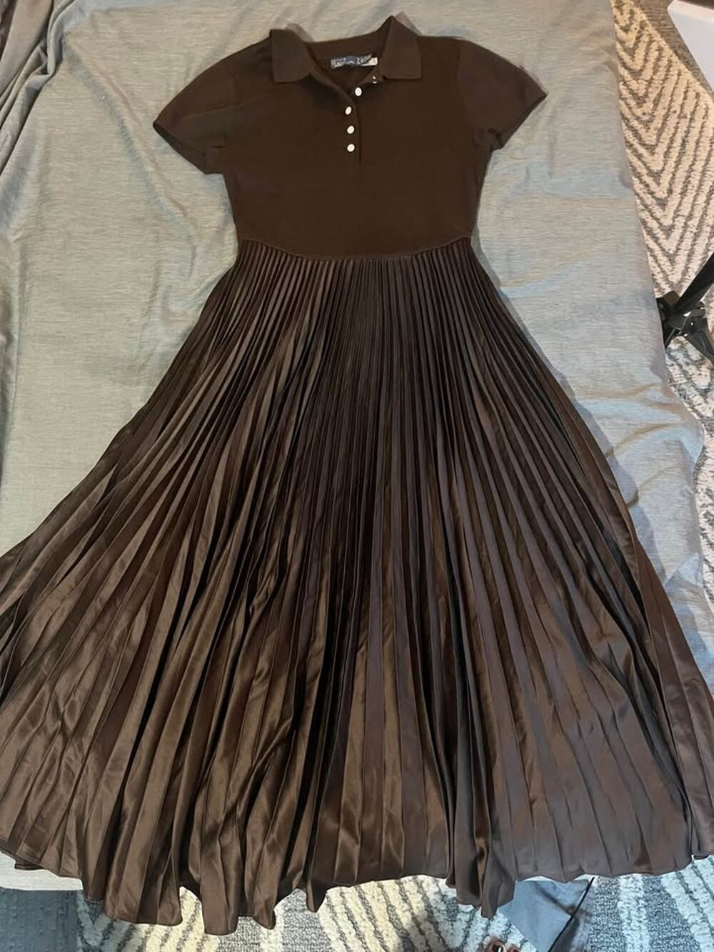 Polo by Ralph Lauren Brown Pleated Polo Dress Size S